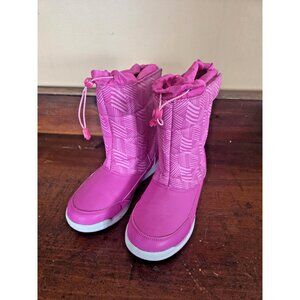 Lands’ End Snow Flurry Winter Boots Raspberry Pink Geometric Pattern Kids 7M